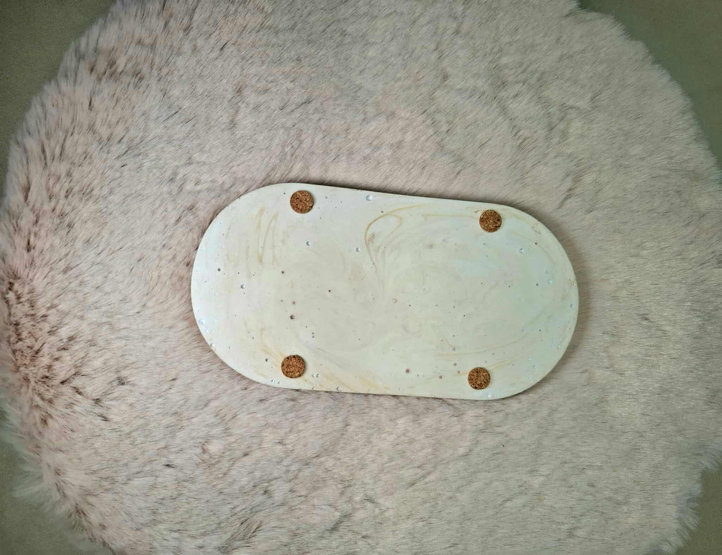 Plateau vide poche "Marbré gold"en Jesmonite