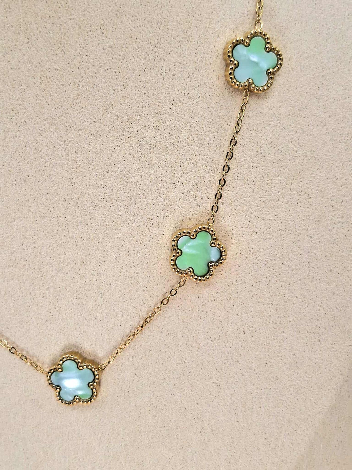 Collier trèfles "Bleu Lagon"