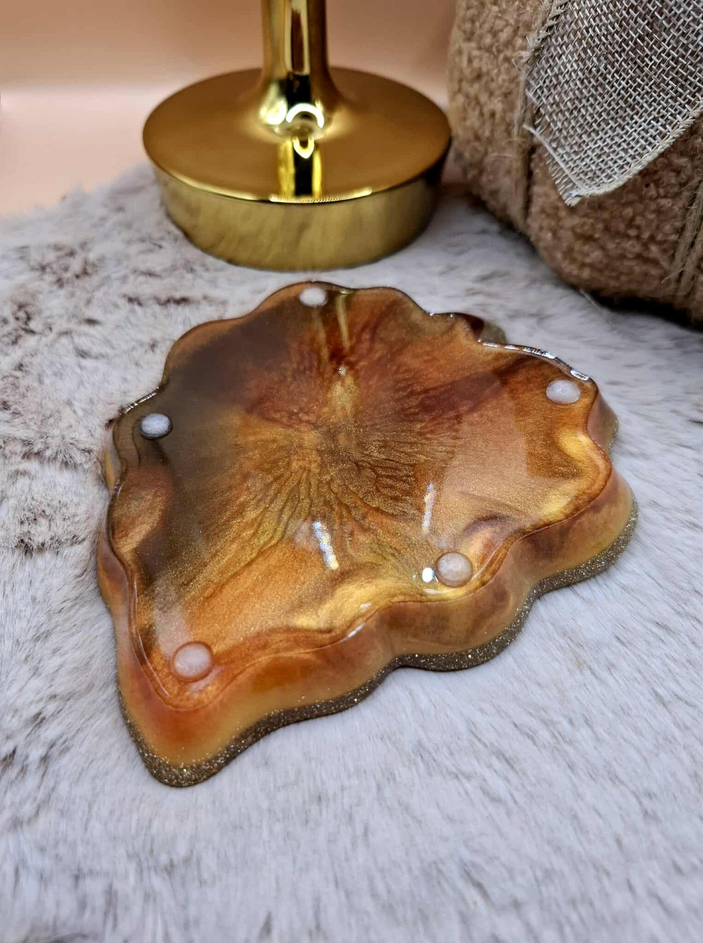 Plateau feuille en résine époxy