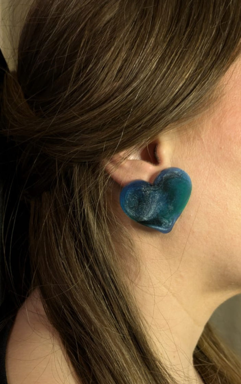 Boucles d'oreilles coeur XXL N°1 (modèle unique)