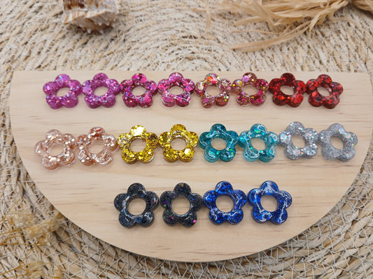Petites fleurs glitter pour créoles