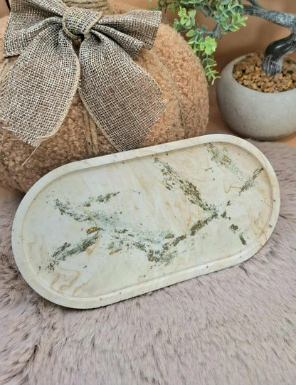 Plateau vide poche "Marbré gold"en Jesmonite