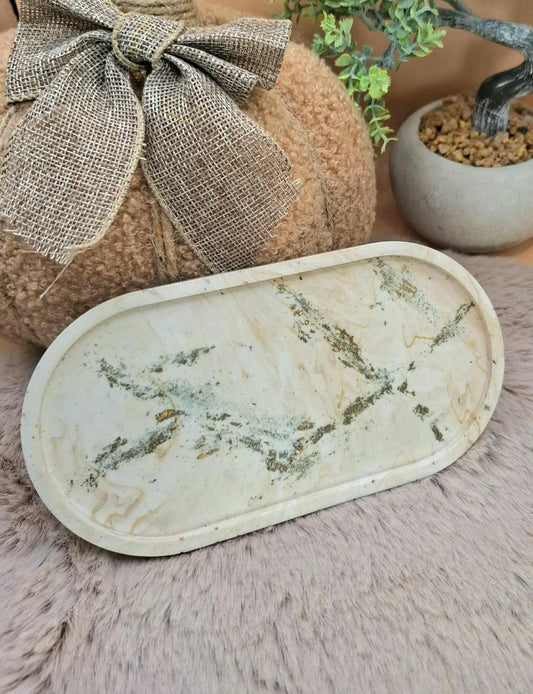 Plateau vide poche "Marbré gold"en Jesmonite