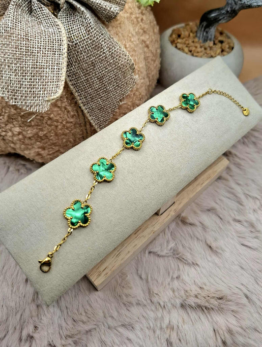 Bracelet trèfles "Emeraude"