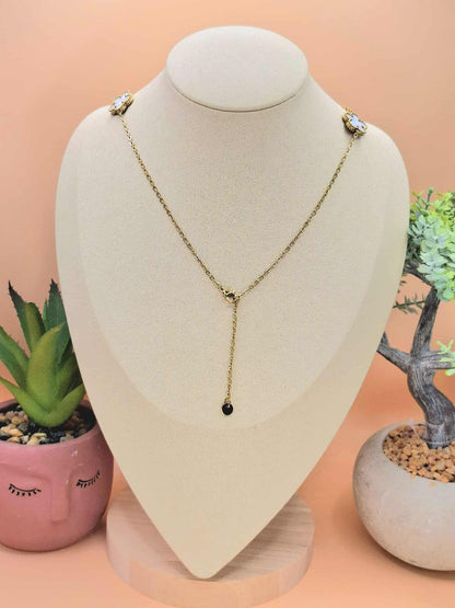 Collier trèfles "Blanc Nacré"