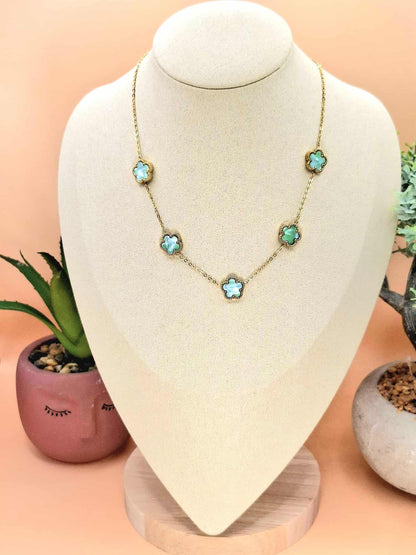 Collier trèfles "Bleu Lagon"