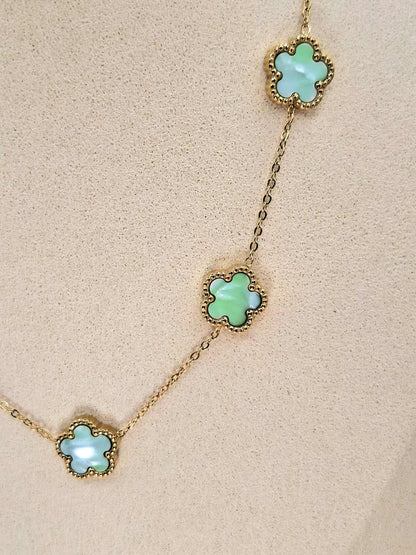 Collier trèfles "Bleu Lagon"