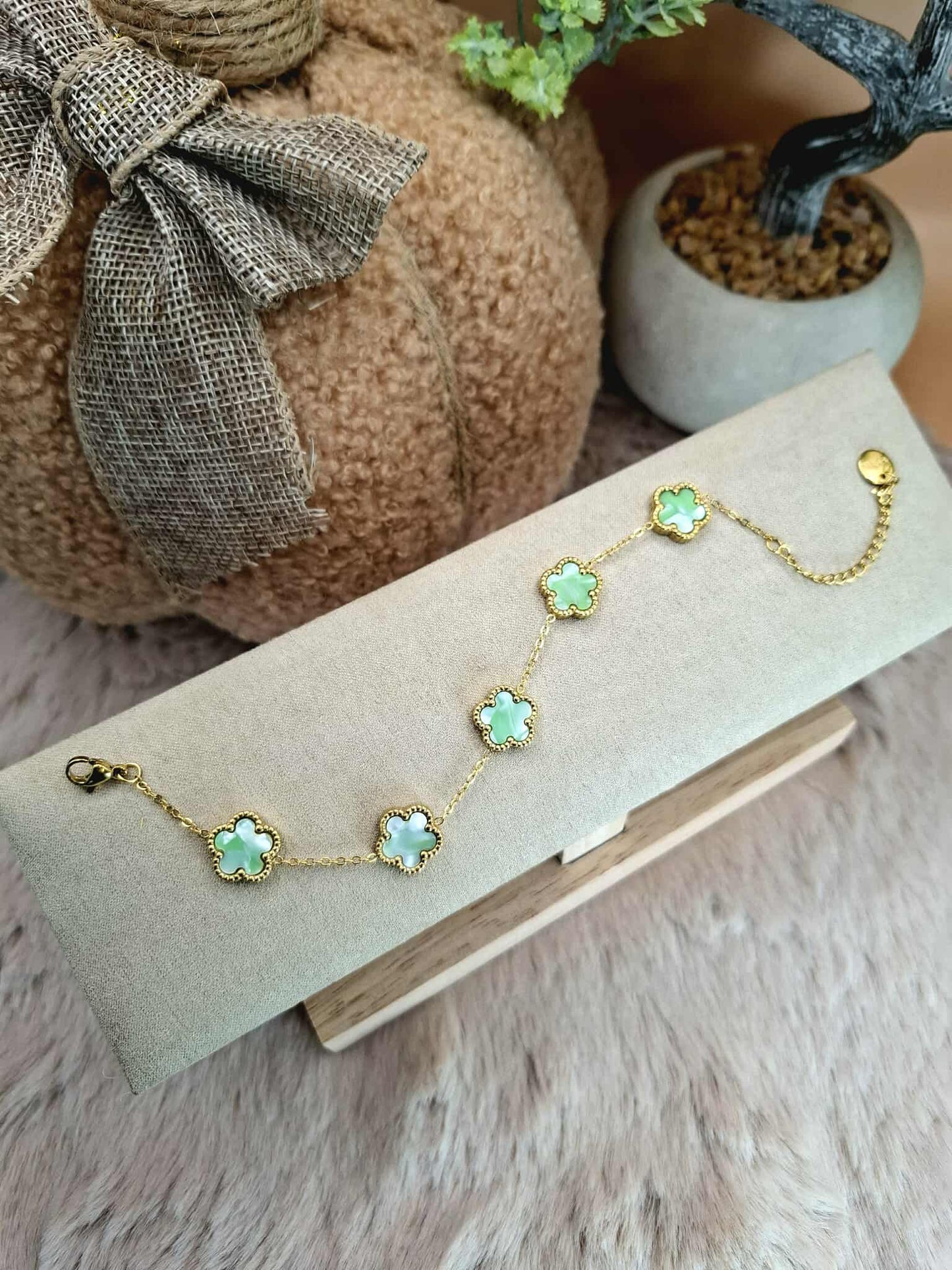 Bracelet trèfles "Bleu Lagon"