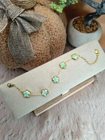 Bracelet trèfles "Bleu Lagon"