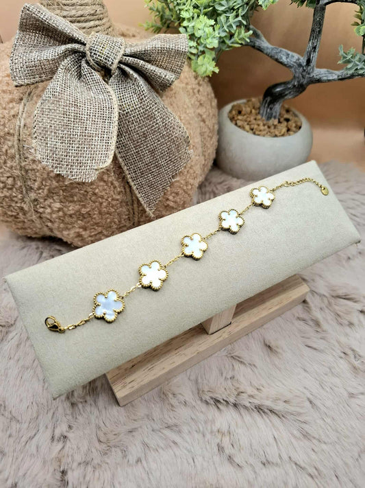 Bracelet trèfles "Blanc nacré"