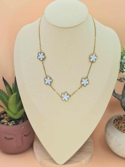 Collier trèfles "Blanc Nacré"