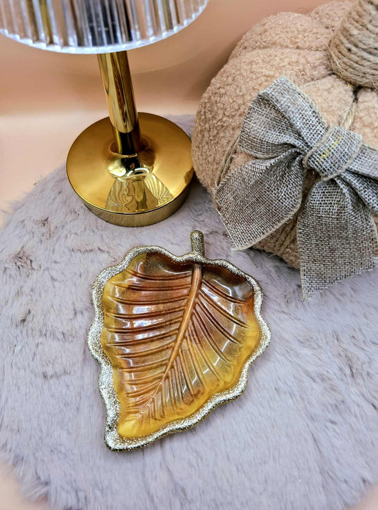 Plateau feuille en résine époxy