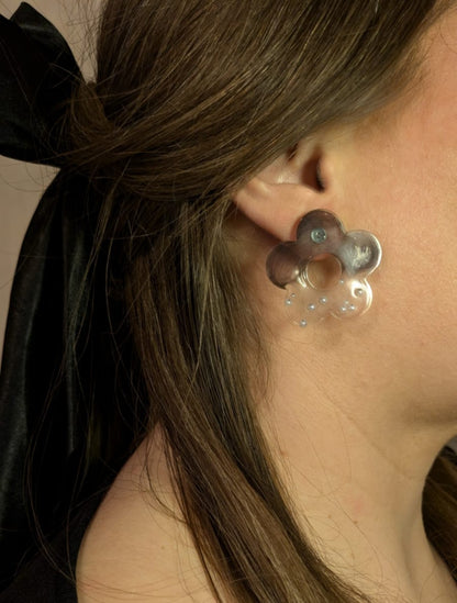 Puces d'oreilles Flower Blackpearl