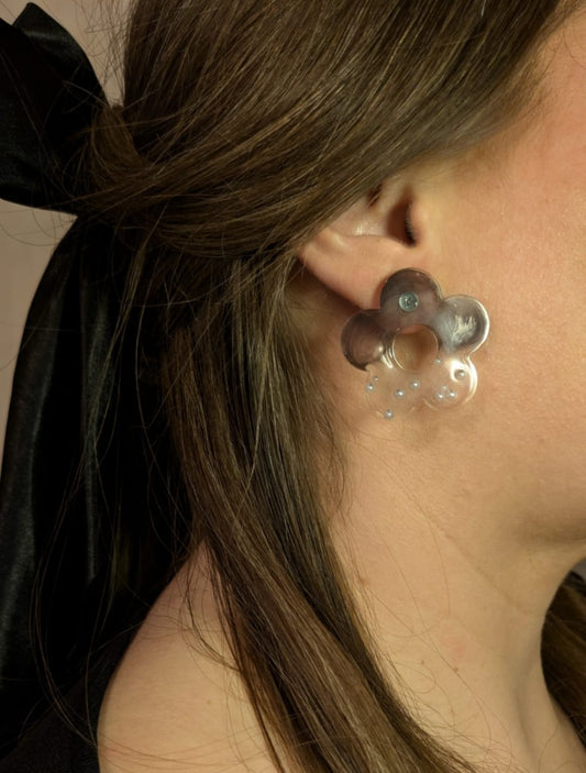 Puces d'oreilles Flower Blackpearl