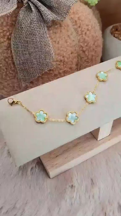 Bracelet trèfles "Bleu Lagon"