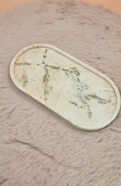 Plateau vide poche "Marbré gold"en Jesmonite