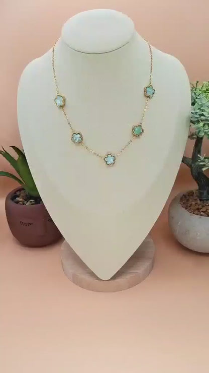Collier trèfles "Bleu Lagon"