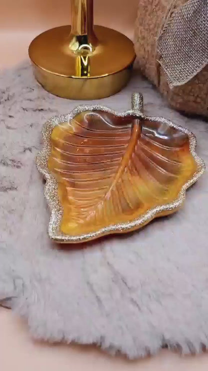 Plateau feuille en résine époxy